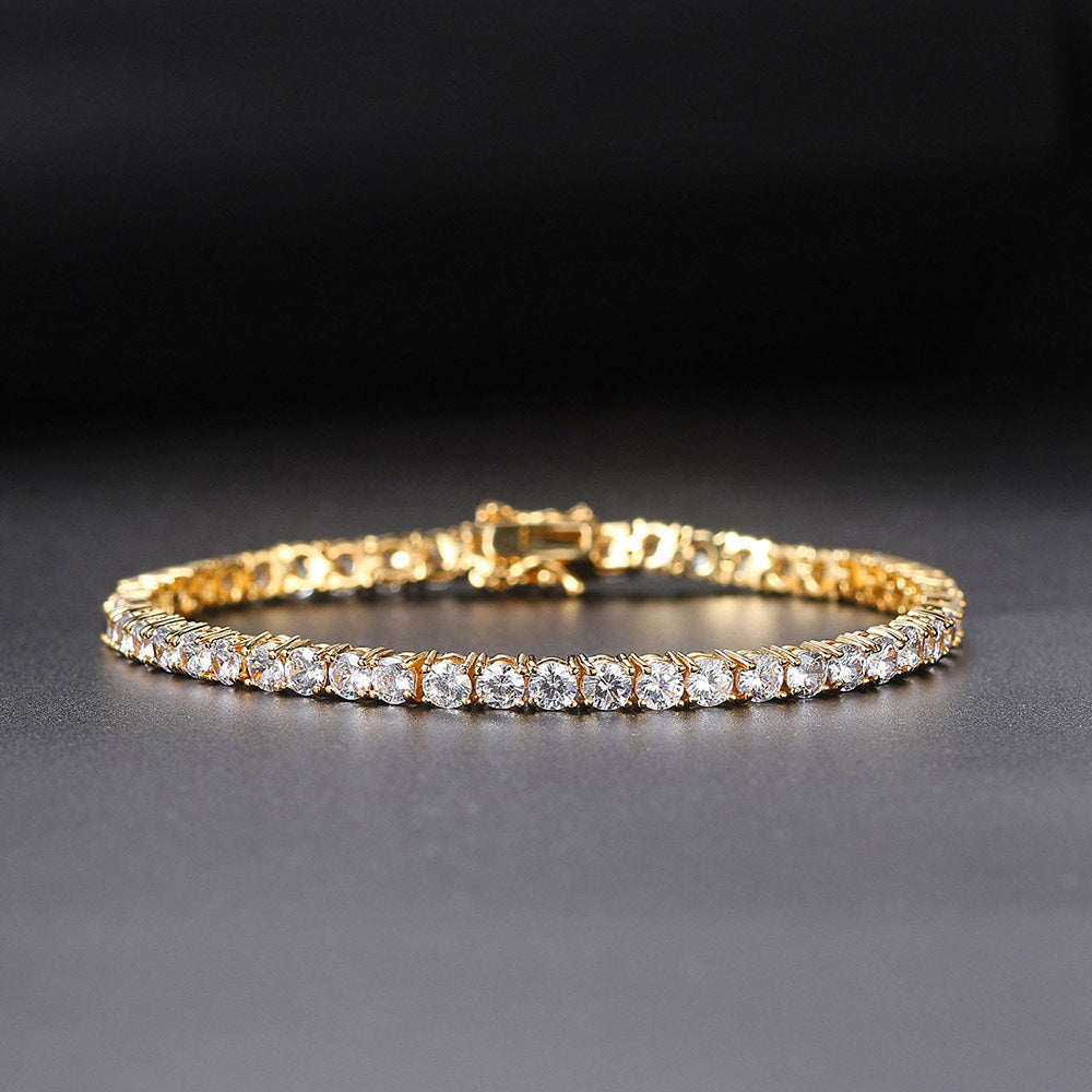 3/4/5/6MM 18K/White Gold Hip-Hop Tennis Bracelet Jewelry