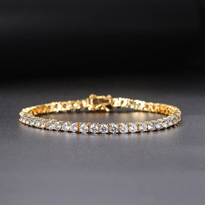 3/4/5/6MM 18K/White Gold Hip-Hop Tennis Bracelet Jewelry
