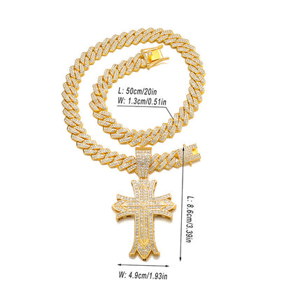 18K/White Gold Iced Out Cross Pendant