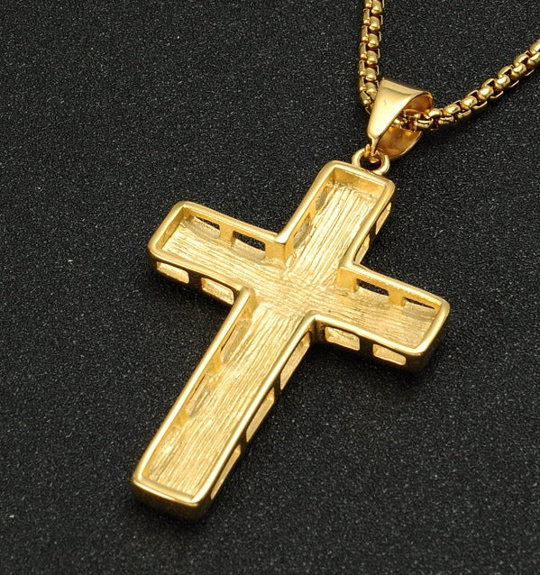 18K Gold Iced Out Cross Pendant