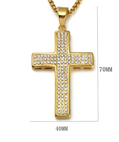 18K Gold Iced Out Cross Pendant