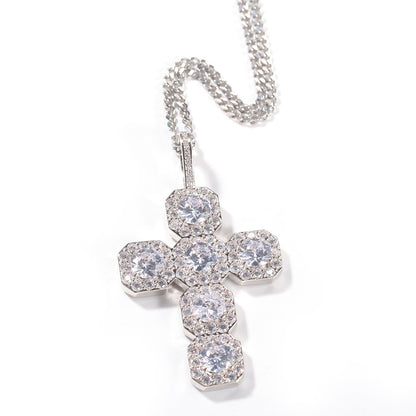 18K/White Gold Hip-Hop Iced Out Zircon Cross Pendant Hip Hop Jewelry