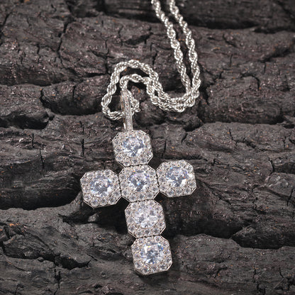 18K/White Gold Hip-Hop Iced Out Zircon Cross Pendant Hip Hop Jewelry