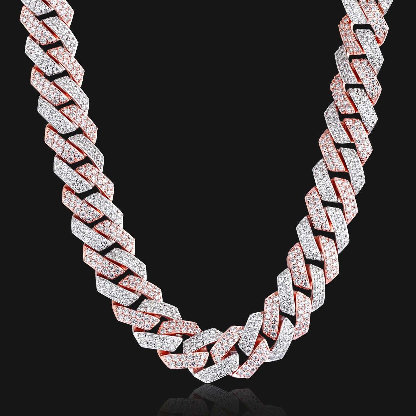 15MM Rose Gold Plated Prong Iced Out Cuban Link Chain