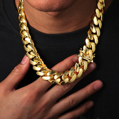 Solid Miami Cuban Link Bracelet 18k Gold Plated Hip Hop Jewelry