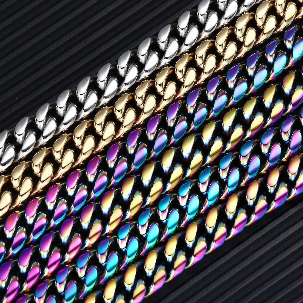 12MM Rainbow Miami Cuban Link Chain
