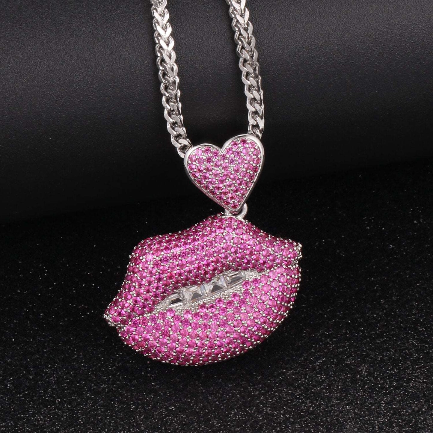 18k Gold Iced Red Mouth Pendants