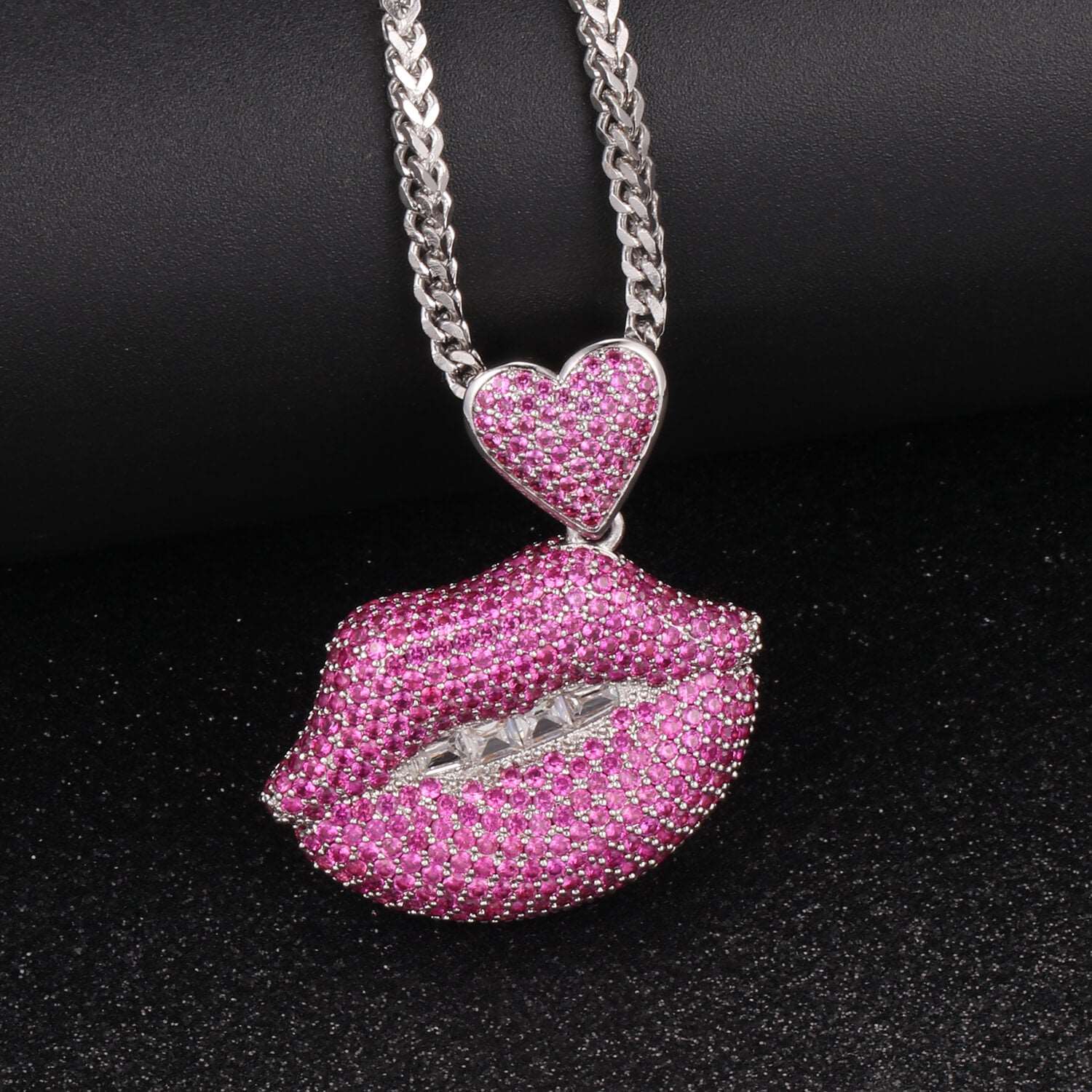 18k Gold Iced Red Mouth Pendants