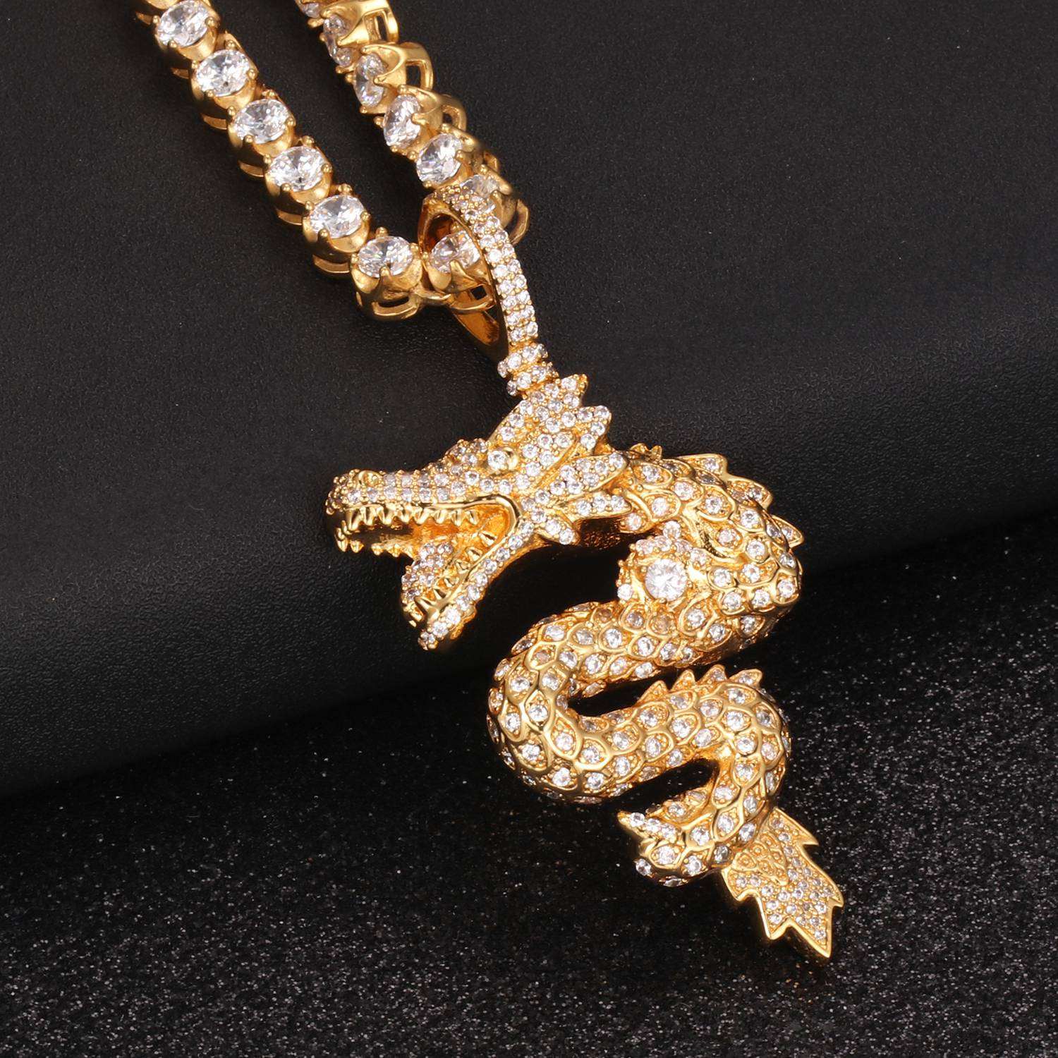 18K Gold Chinese Dragon Pendant