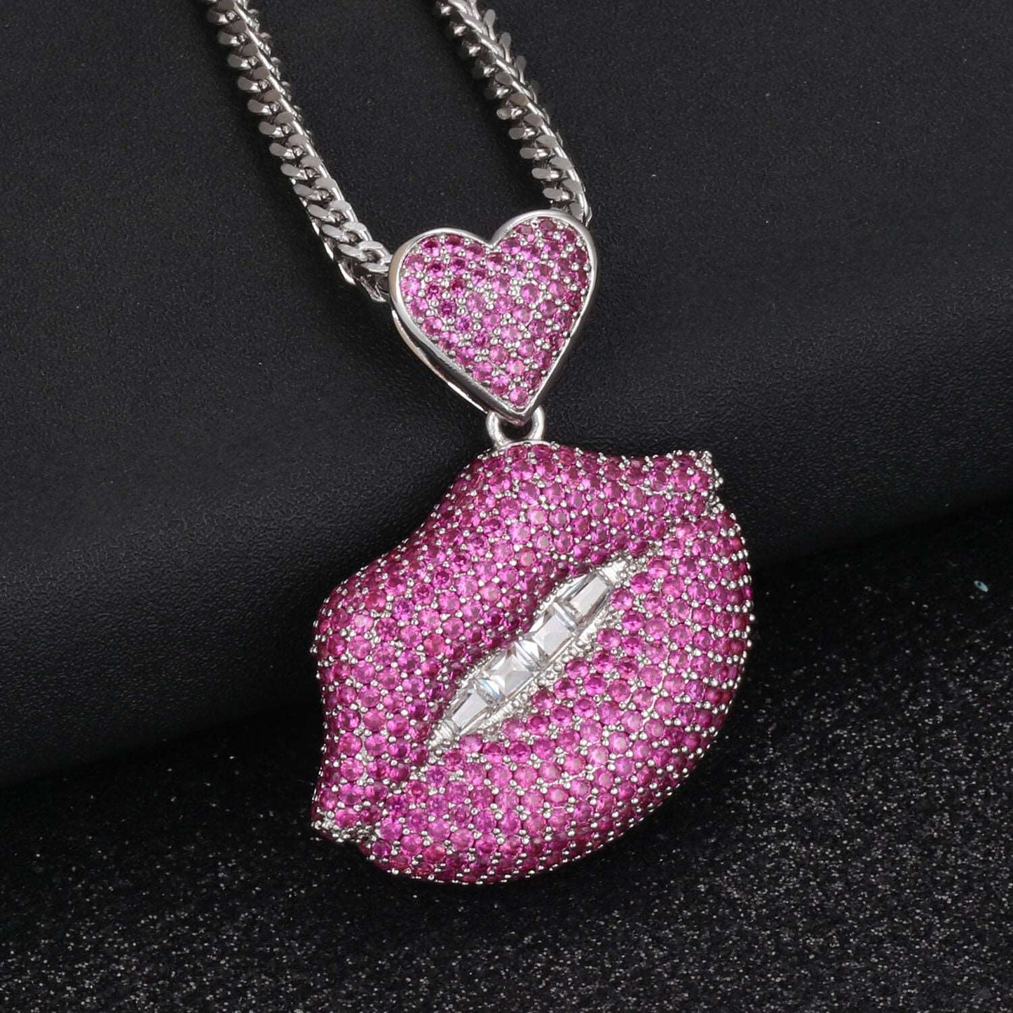 18k Gold Iced Red Mouth Pendants