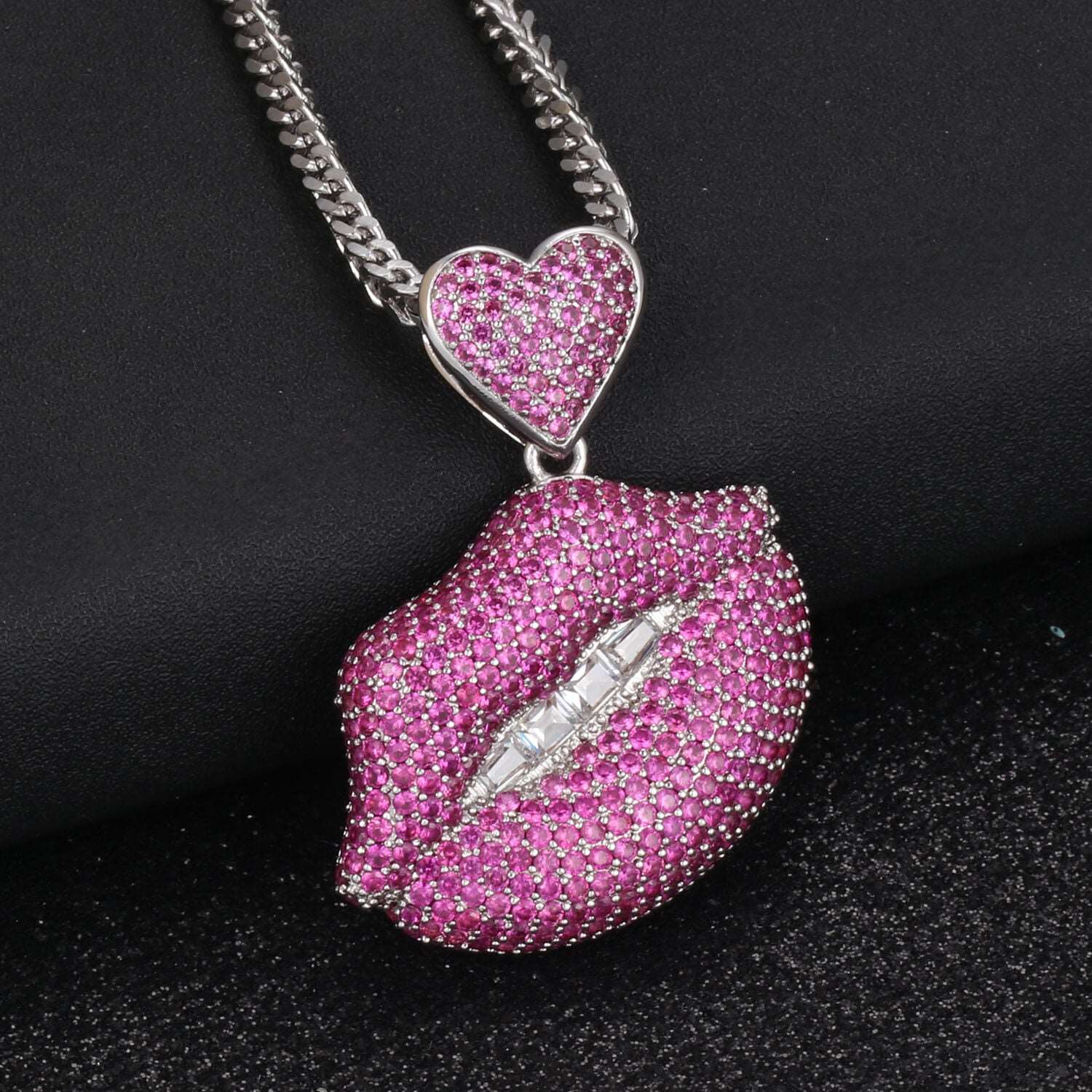 18k Gold Iced Red Mouth Pendants