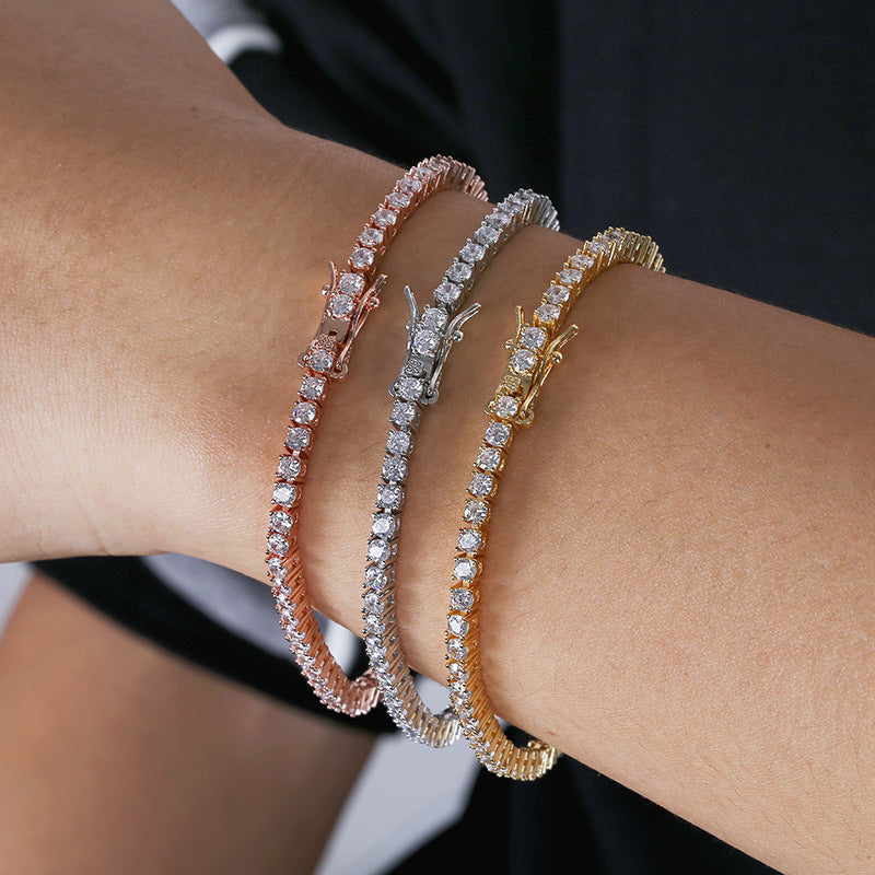 3MM 18K/White Gold Zircon Tennis Bracelet