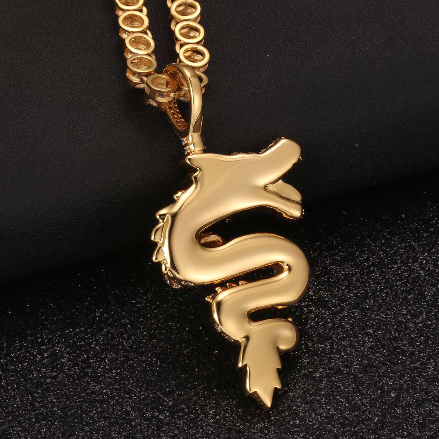 18K Gold Chinese Dragon Pendant