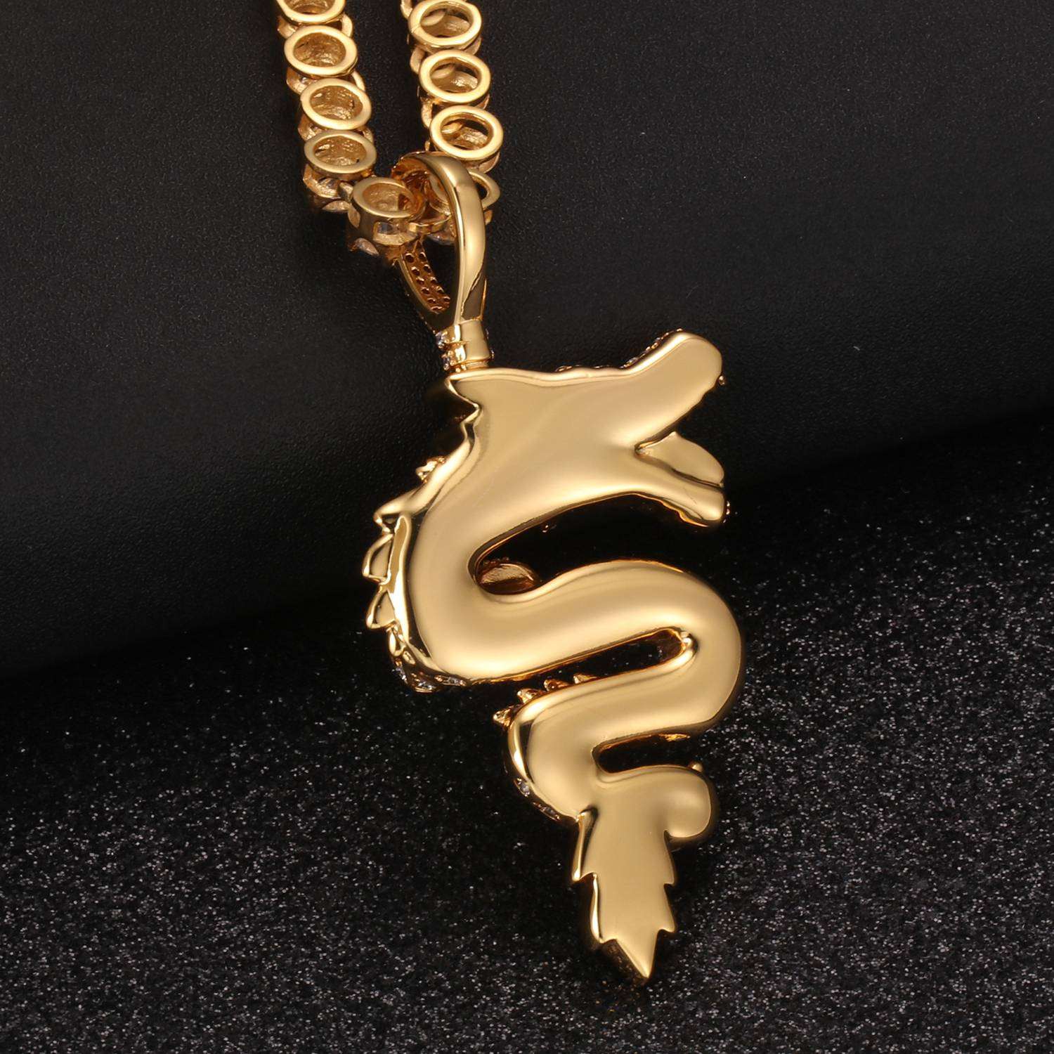 18K Gold Chinese Dragon Pendant