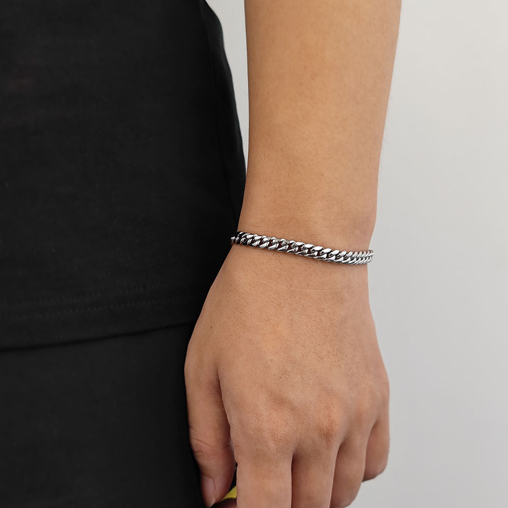 6/8/10/12MM 18K/White Gold Hip-Hop Miami Cuban Link Bracelet