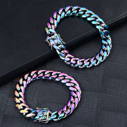 12MM Rainbow Miami Cuban Link Bracelet