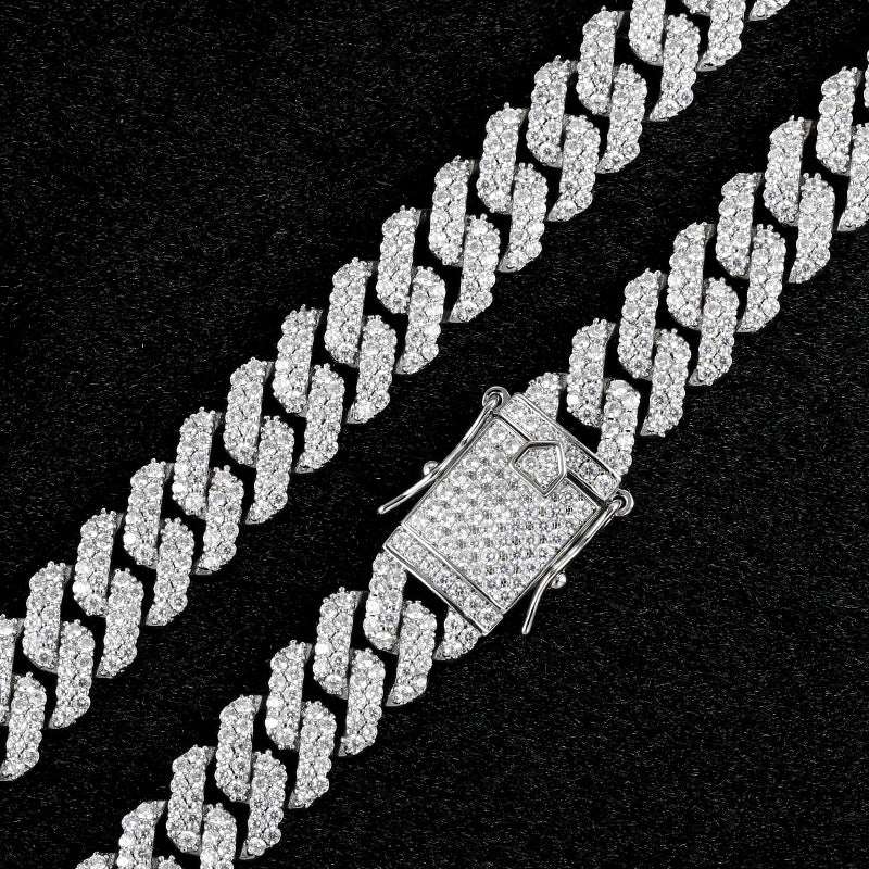 12MM White Gold Plated Iced Out Cuban Link Chain