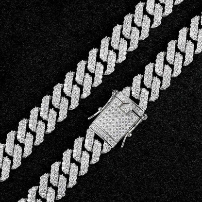 12MM White Gold Plated Iced Out Cuban Link Chain