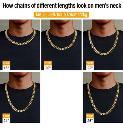 8MM 18K Gold Plated Iced Out Clasp Miami Cuban Link Chain And Bracelet Set