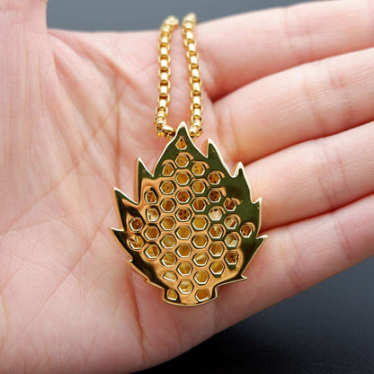 18K Gold Iced Out Super Saiyan Pendant