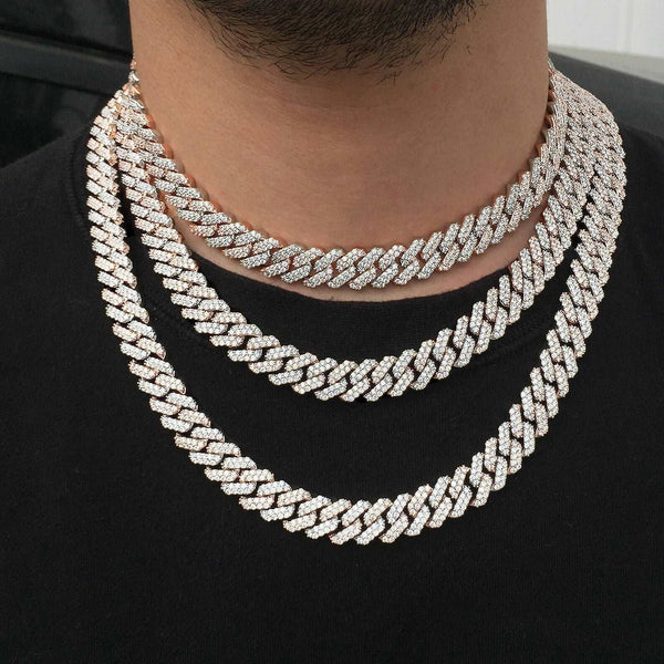 12MM Rose Gold  Plated Iced Out Cuban Link Chain