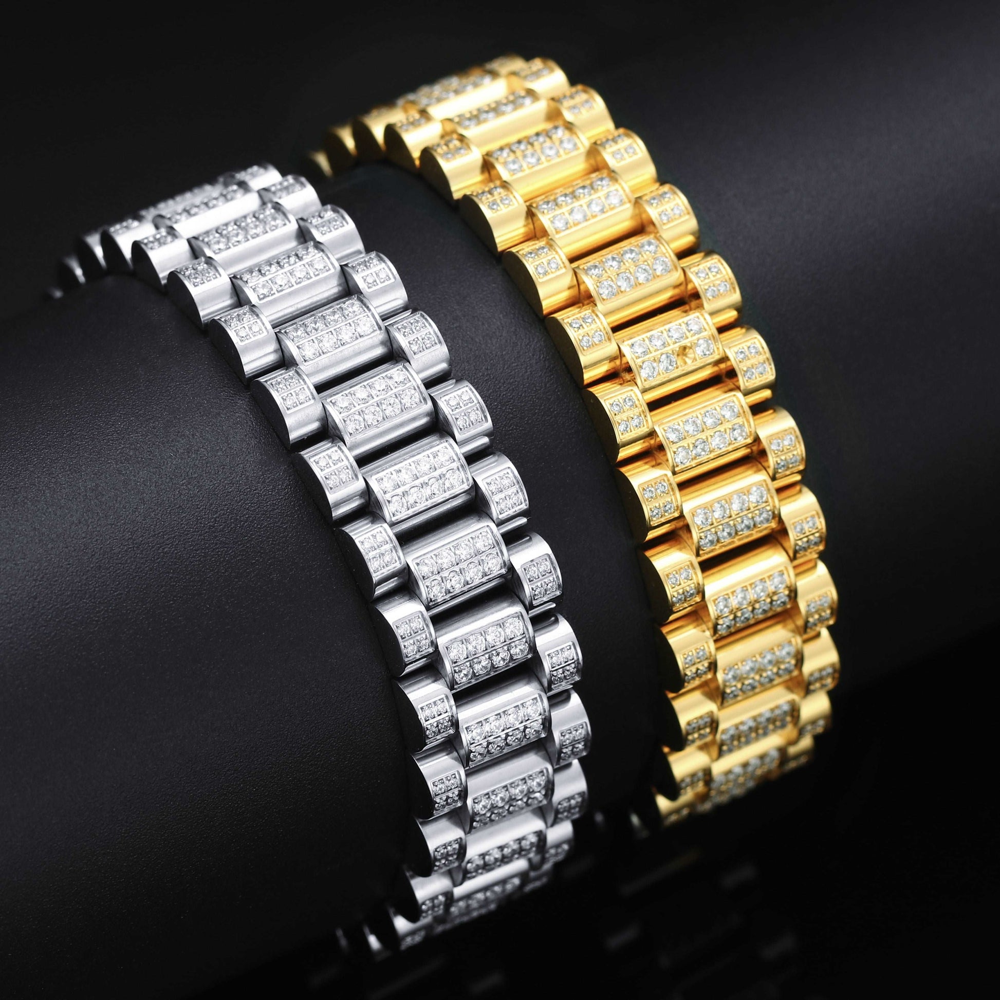 15MM 14K Gold Plated Iced Out Watch Bracelet