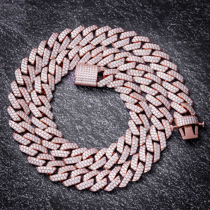 15MM Rose Gold Plated Prong Iced Out Cuban Link Chain