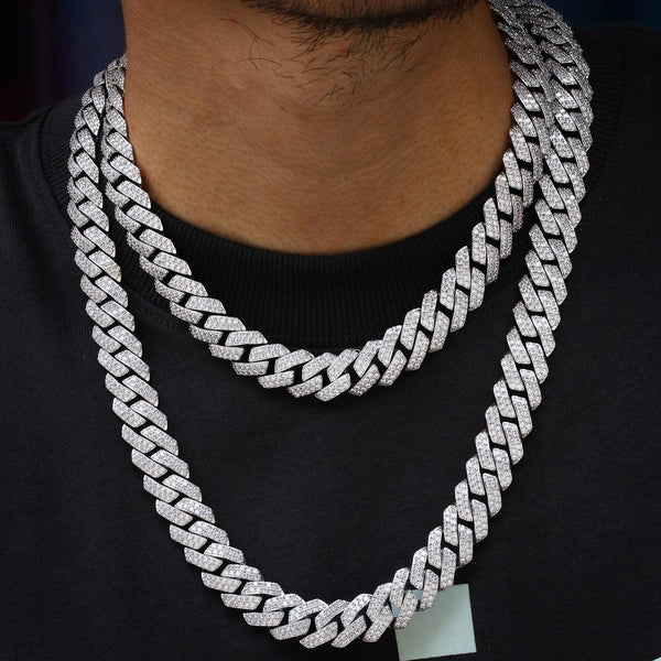 15MM White Gold Plated Prong Iced Out Cuban Link Chain