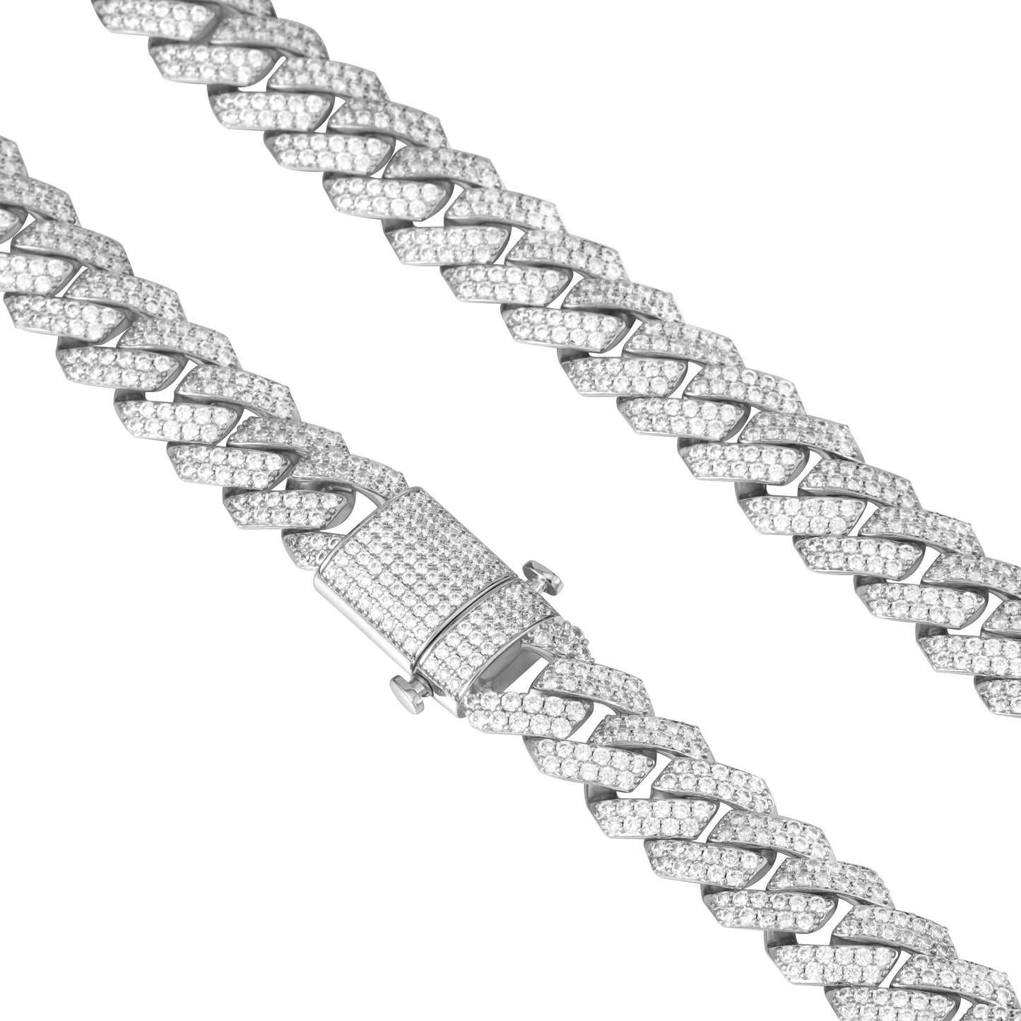 15MM White Gold Plated Prong Iced Out Cuban Link Bracelet
