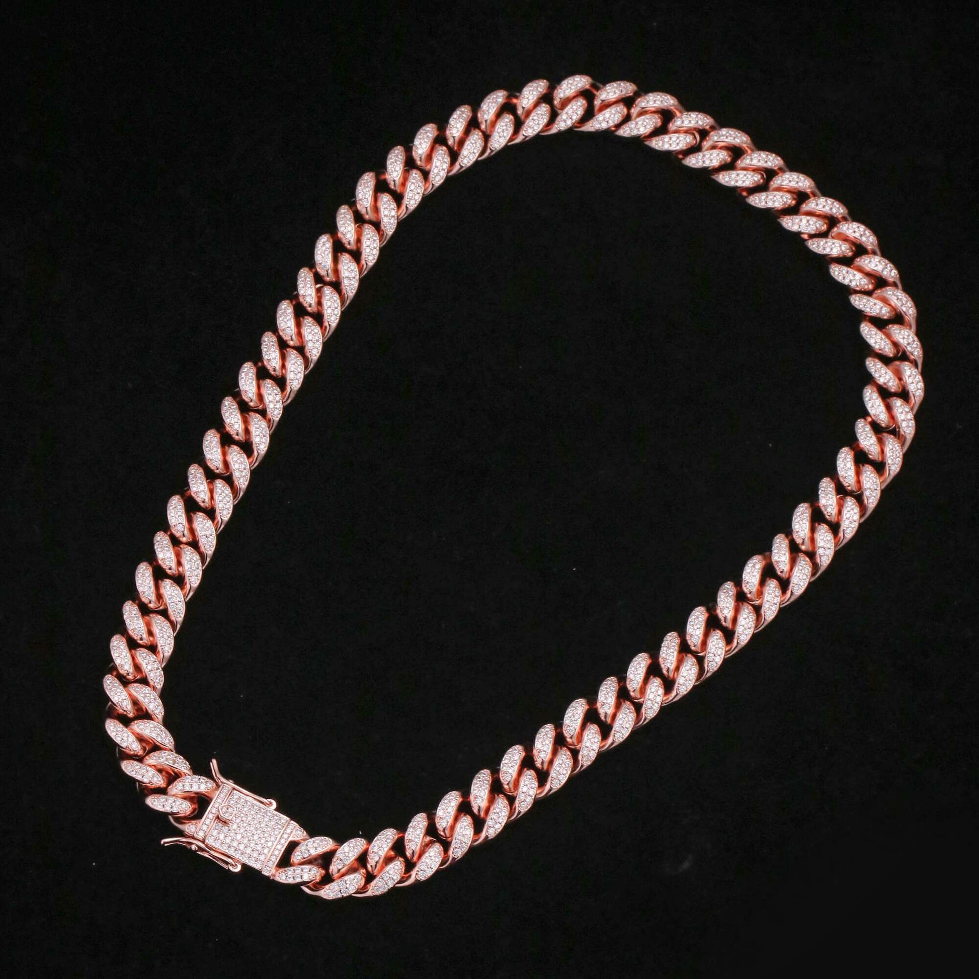 12MM 2 Tone Gold Plated Iced Out Flooded Cuban Link Chain