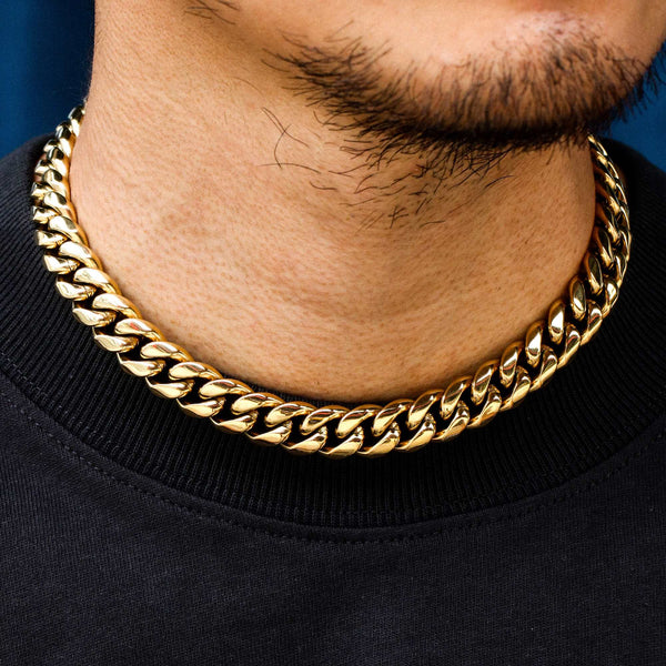 14MM 14K Gold Plated Miami Cuban Link Chain