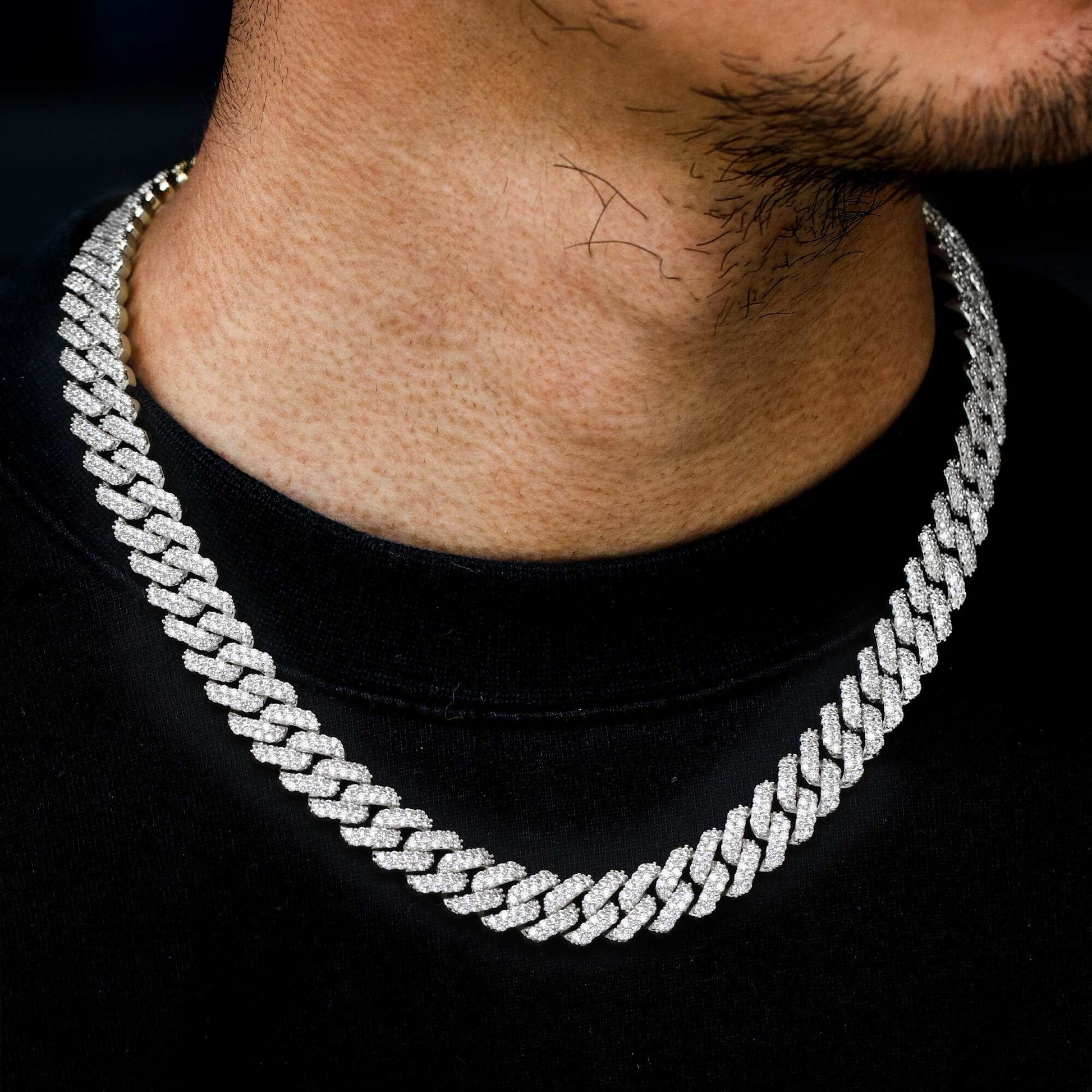 12MM White Gold Plated Iced Out Cuban Link Chain