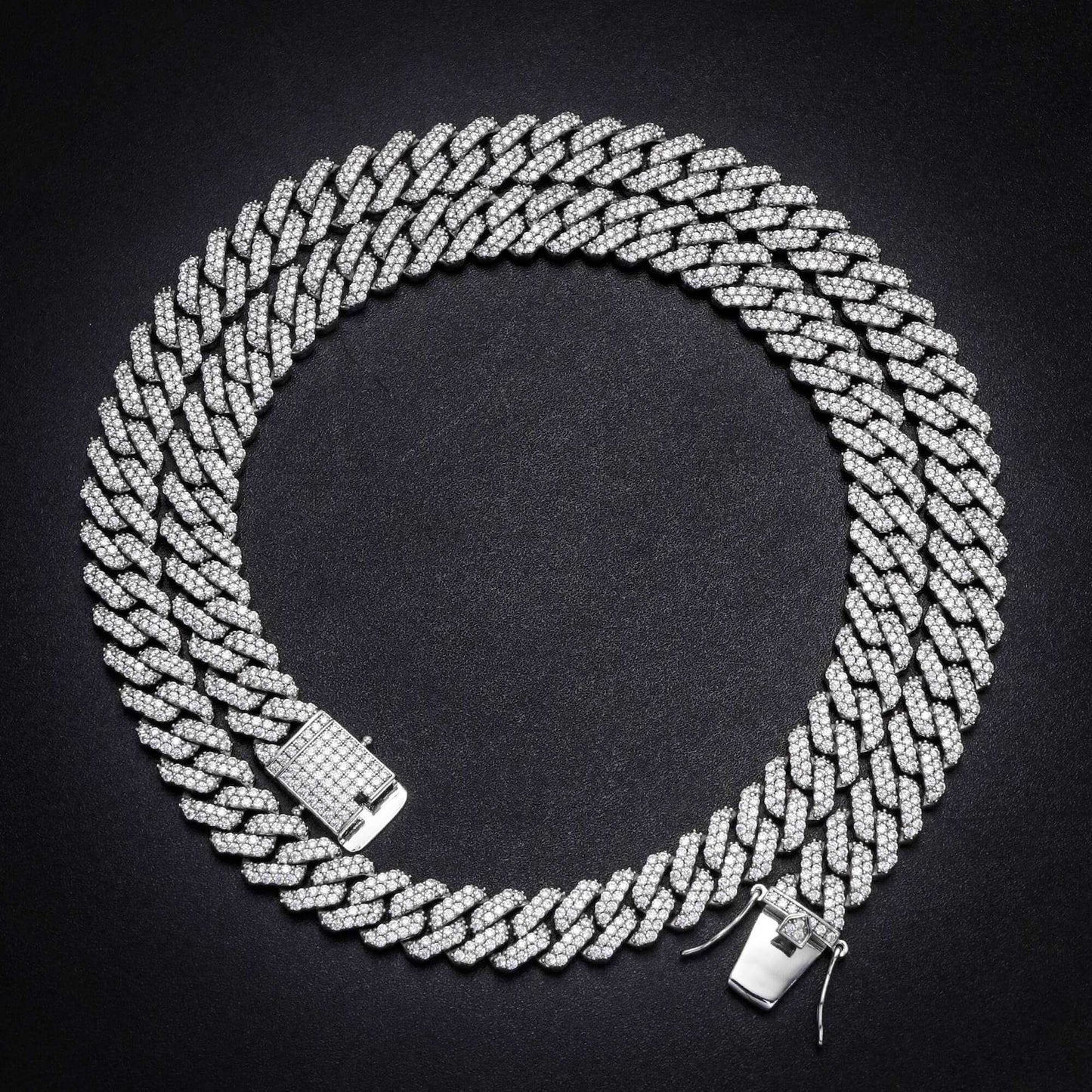 12MM White Gold Plated Iced Out Cuban Link Chain