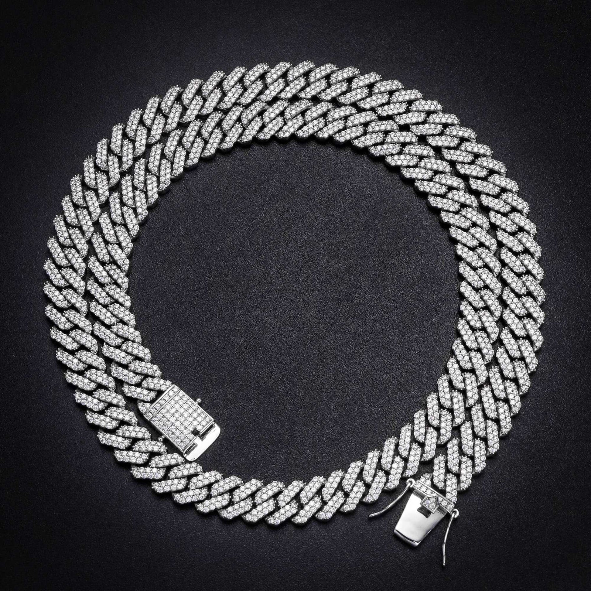 12MM White Gold Plated Iced Out Cuban Link Chain