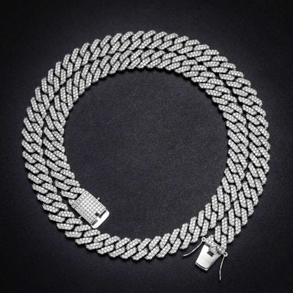 12MM White Gold Plated Iced Out Cuban Link Chain