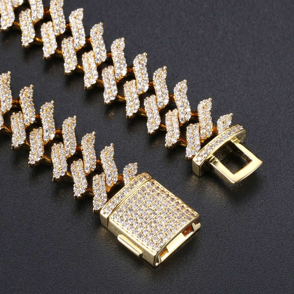 15MM 18K Gold Plated Simulated Iced Out Cuban Link Bracelet