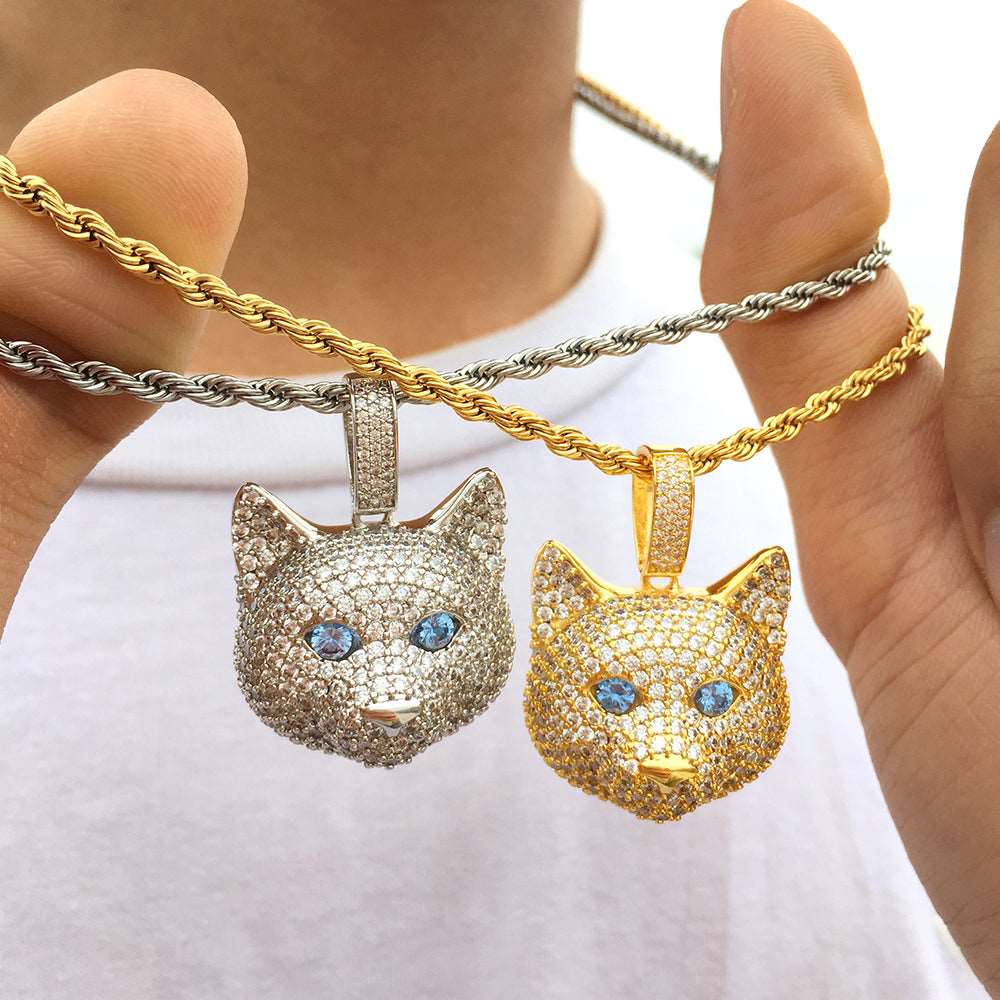14K/White Gold Plated Iced Out Animal Pendant