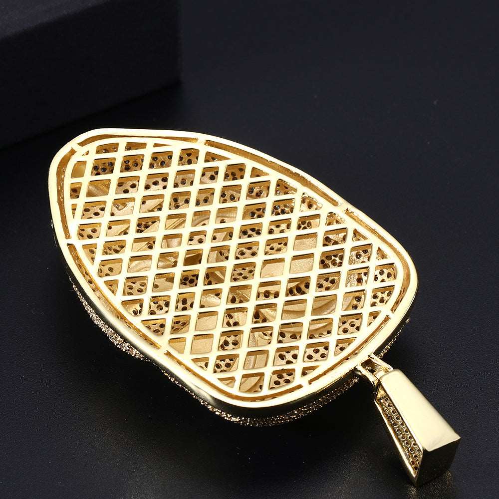 14K Gold Iced Out Vendetta Mask Pendant