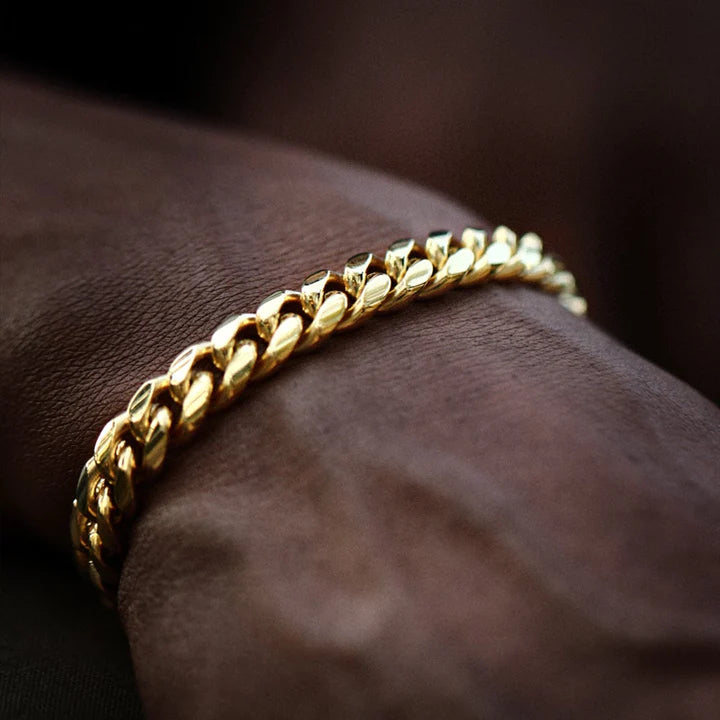 8/10/12/14/16/18MM 18K Gold Plated Solid Miami Cuban Link Bracelet