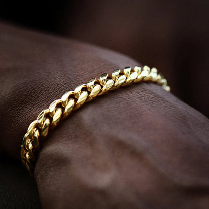 8/10/12/14/16/18MM 18K Gold Plated Solid Miami Cuban Link Bracelet