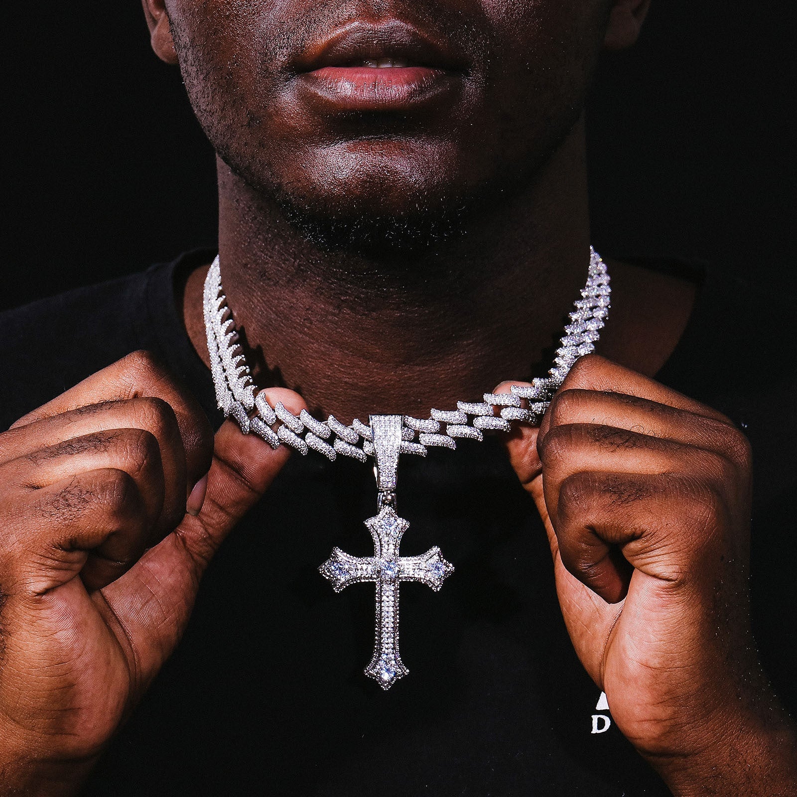 BIG Brass With Gold Plating CZ Stone Cross Pendant Tripodjewelry