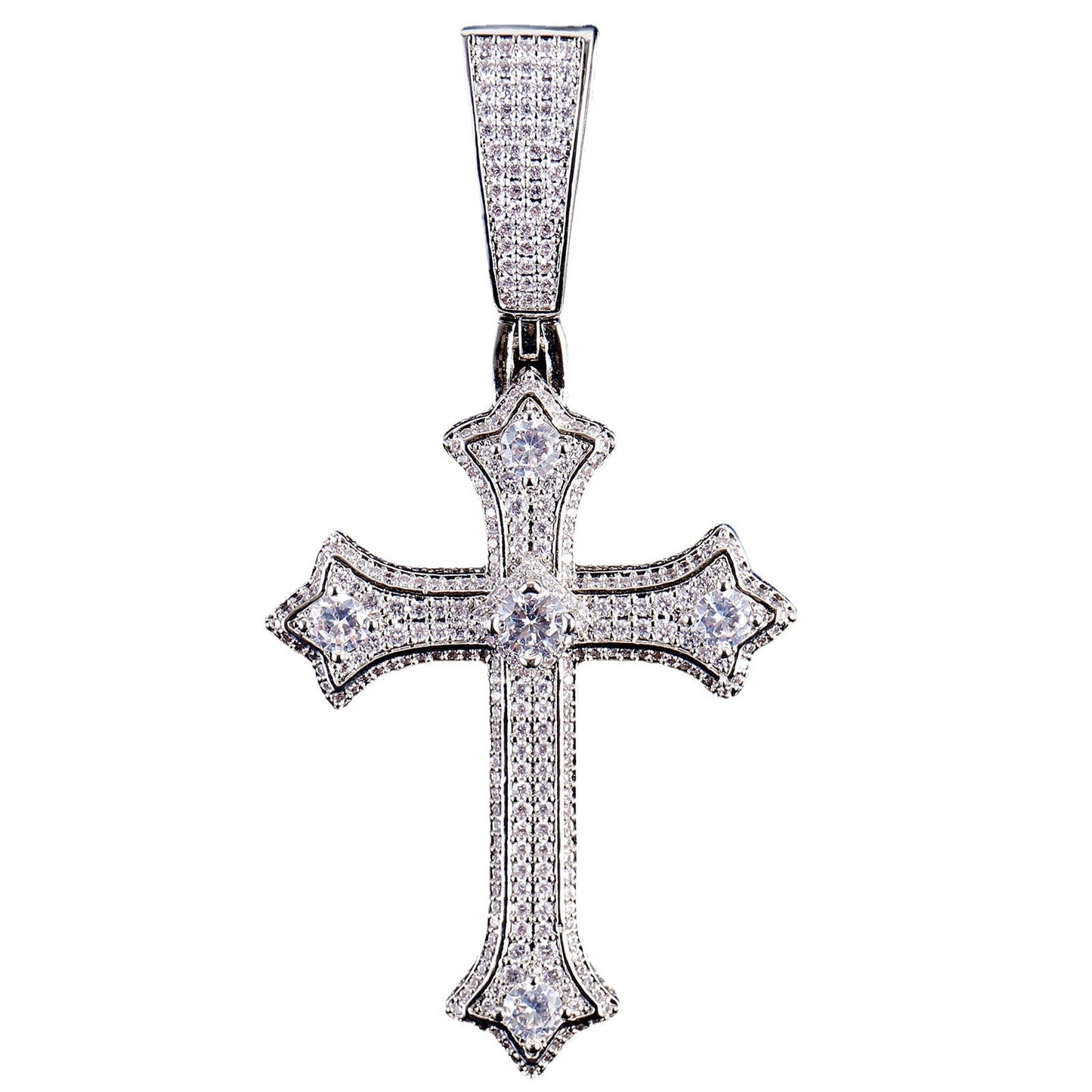 BIG Brass With Gold Plating CZ Stone Cross Pendant Tripodjewelry