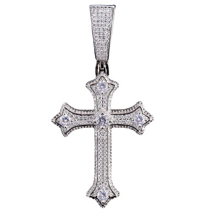 BIG Brass With Gold Plating CZ Stone Cross Pendant Tripodjewelry