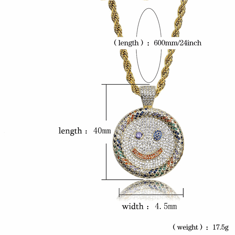 18K Gold Iced Multicolour Smile Pendant