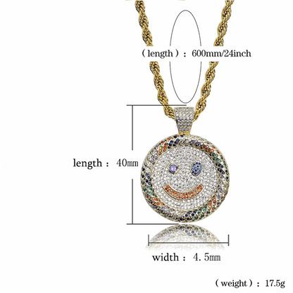 18K Gold Iced Multicolour Smile Pendant