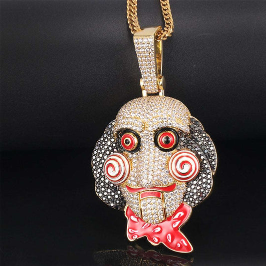 18K Gold Iced Out Jigsaw Pendant