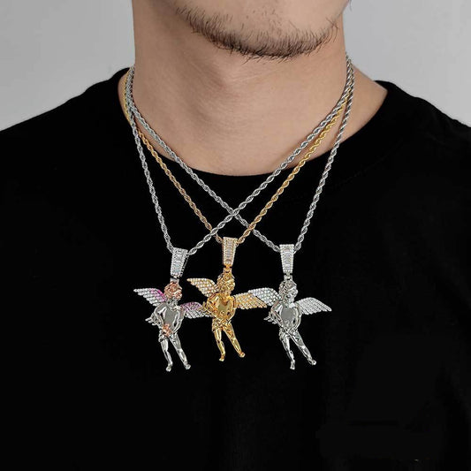 18K/White Gold Cherub Pendant