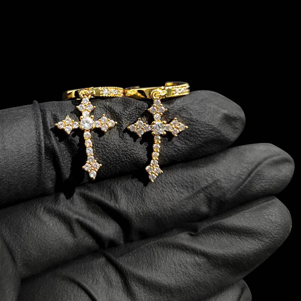 14K/White Gold Cross Earring