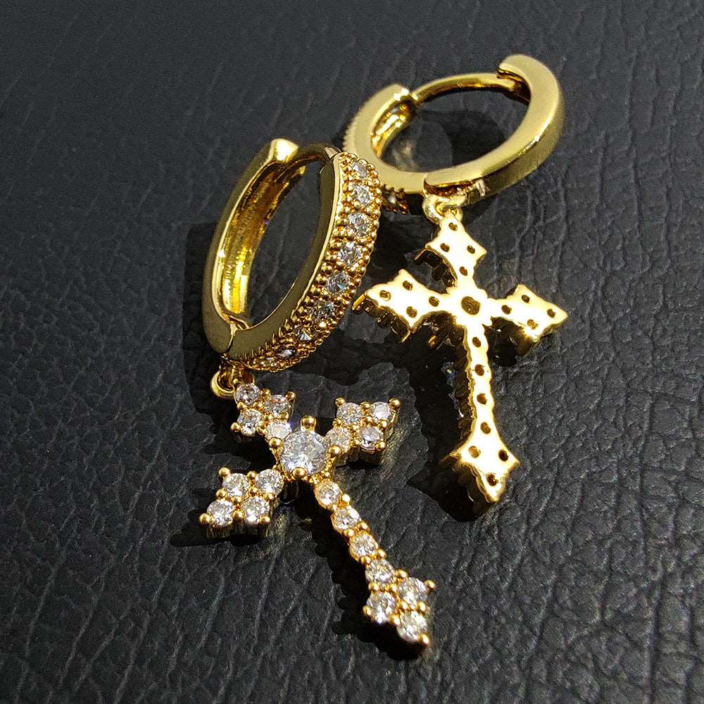 14K/White Gold Cross Earring