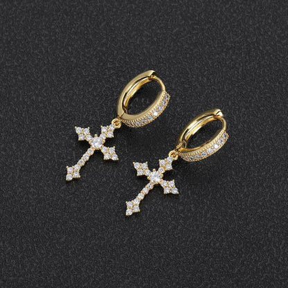 14K/White Gold Cross Earring